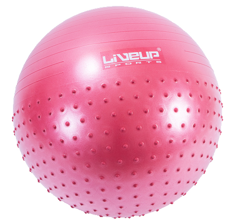 

Фітбол масажний з насосом LiveUp half massage ball 65 см червоний