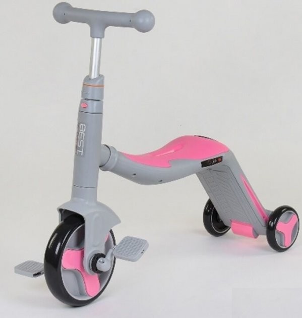 

Самокат 3в1 JT 90601 Best Scooter, самокат-велобег-велосипед, свет, 8 мелодий, колёса PU, переднее колесо d=20см, задние d=11см