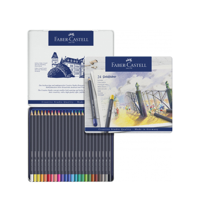 

Цветные карандаши Faber-Castell 114724 Goldfaber 24 цвета в металлическом пенале (27642)