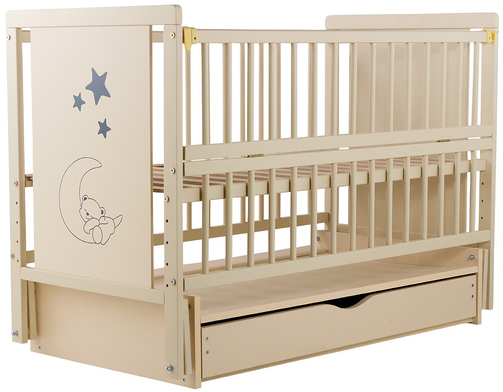 

Кроватка детская Babyroom Медвежонок M-03 маятник, ящик, откидной бок бук