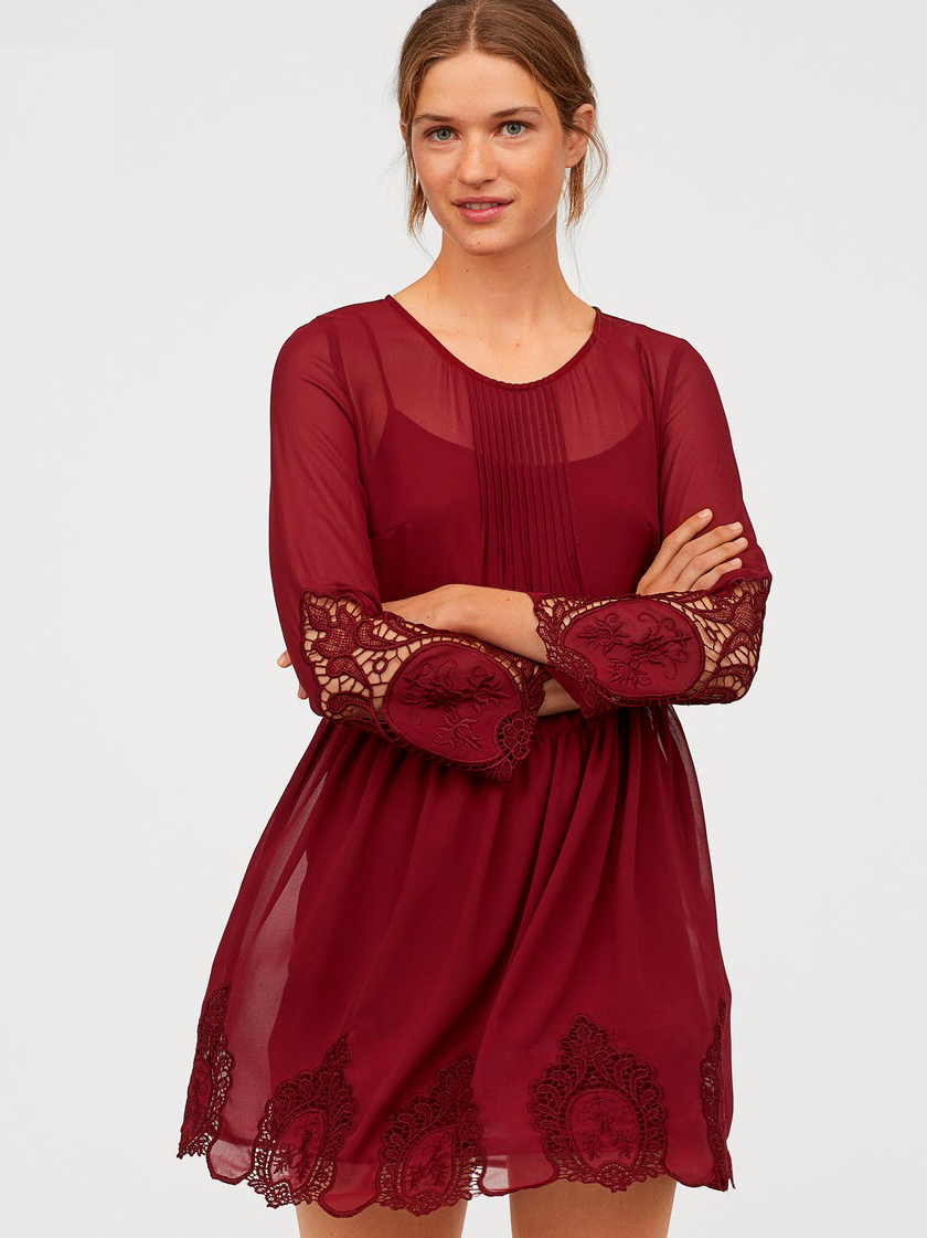 

Платье H&M 0688508-8  Бордовое, Платье H&M 0688508-8 38 Бордовое