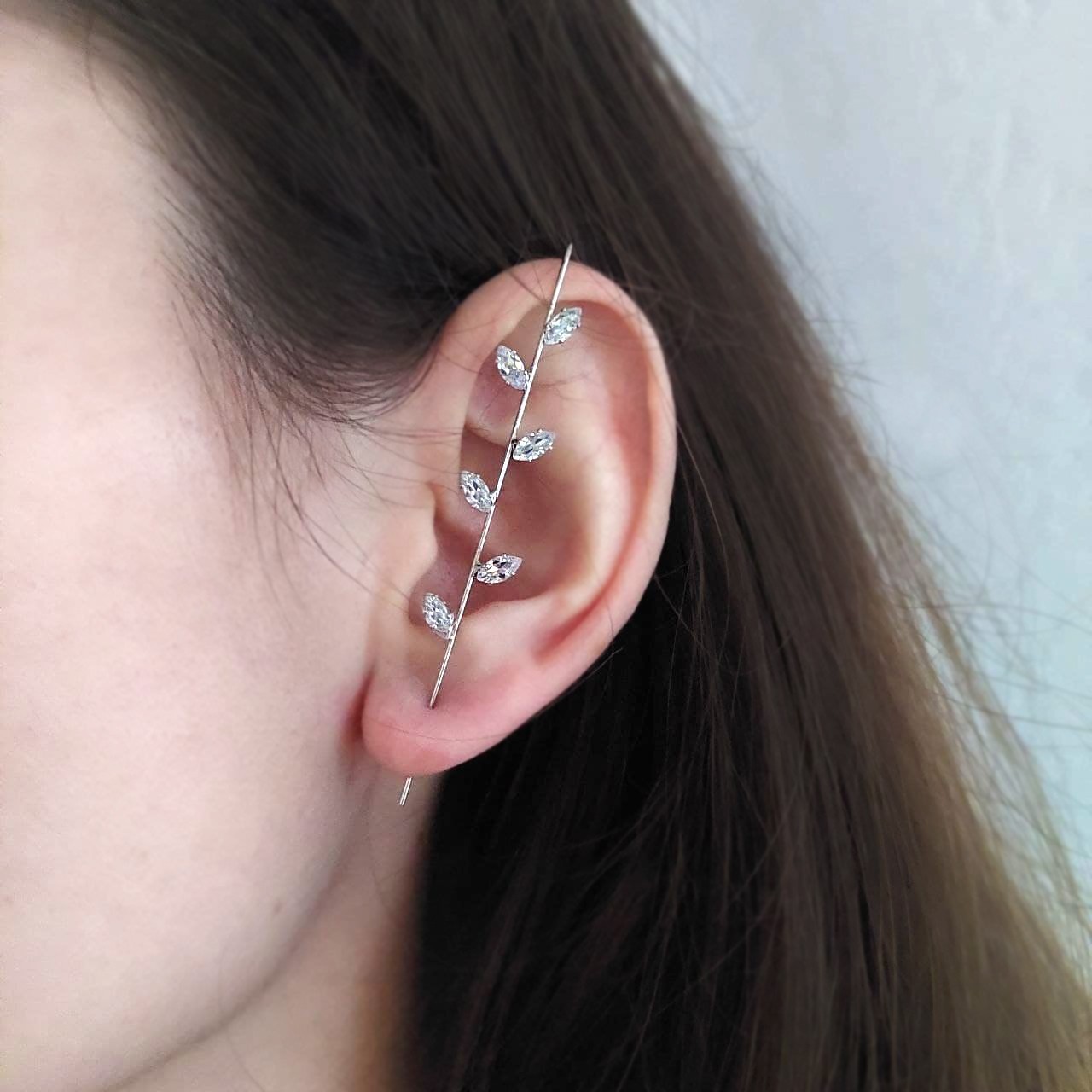 

Серьги каффы Ветка MK1143 в серебряном цвете