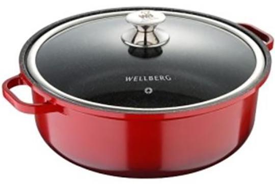 

Кастрюля Wellberg Kasian Red 9.6л с мраморным покрытием, красный с черным