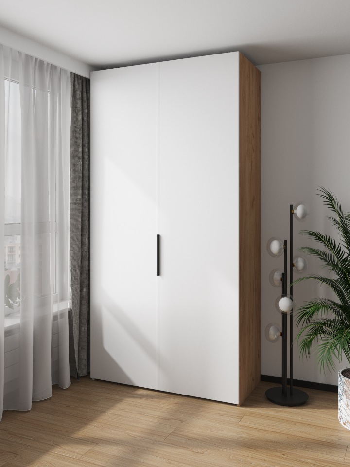 

Шкаф VitalMebli Line 100-2 двухдверный 1000х560х2400 мм корпус Дуб Крафт + двери Белый