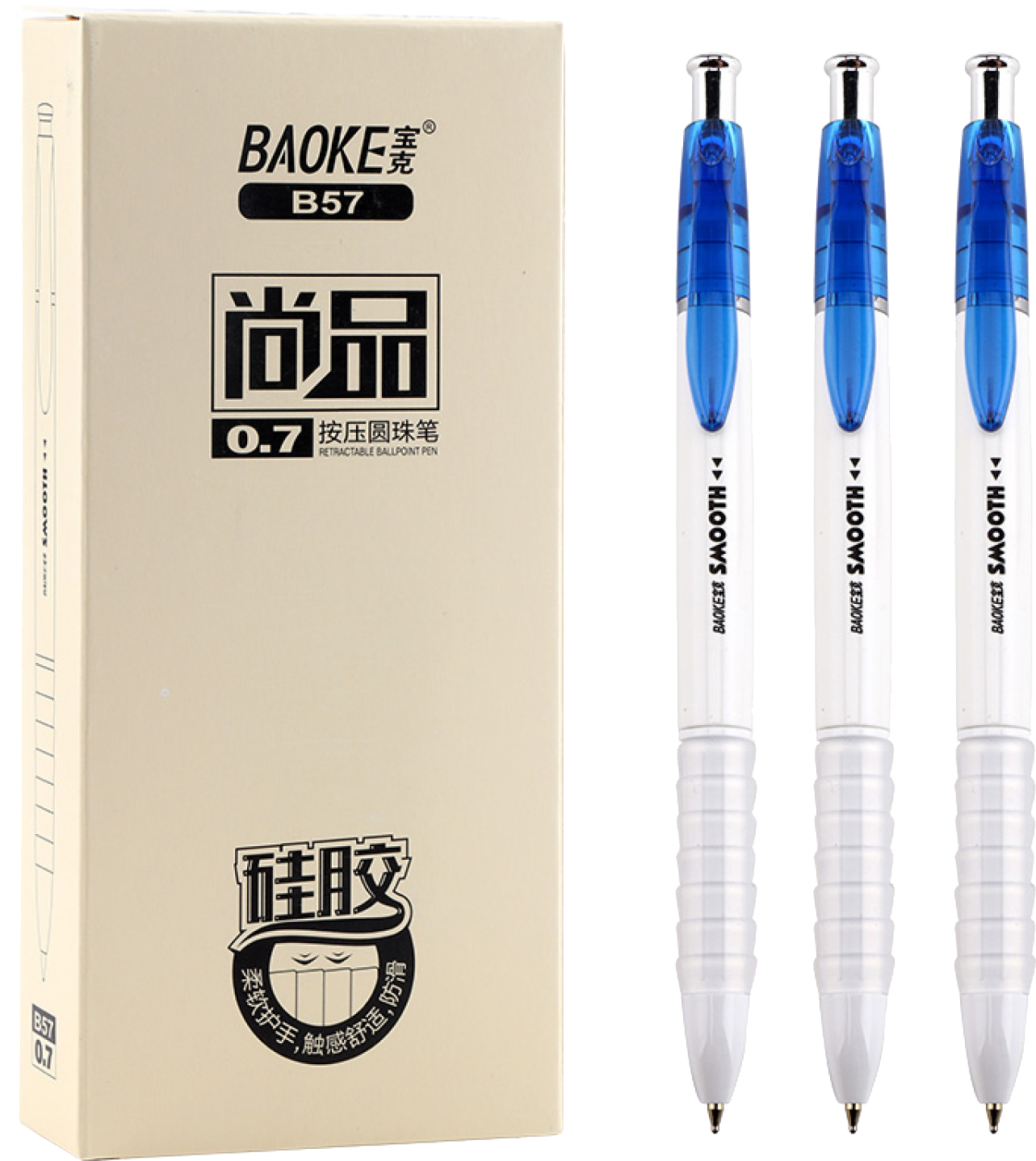 

Упаковка шариковых ручек Baoke Smooth 0.7 мм Синяя 12 шт (B58-blue)