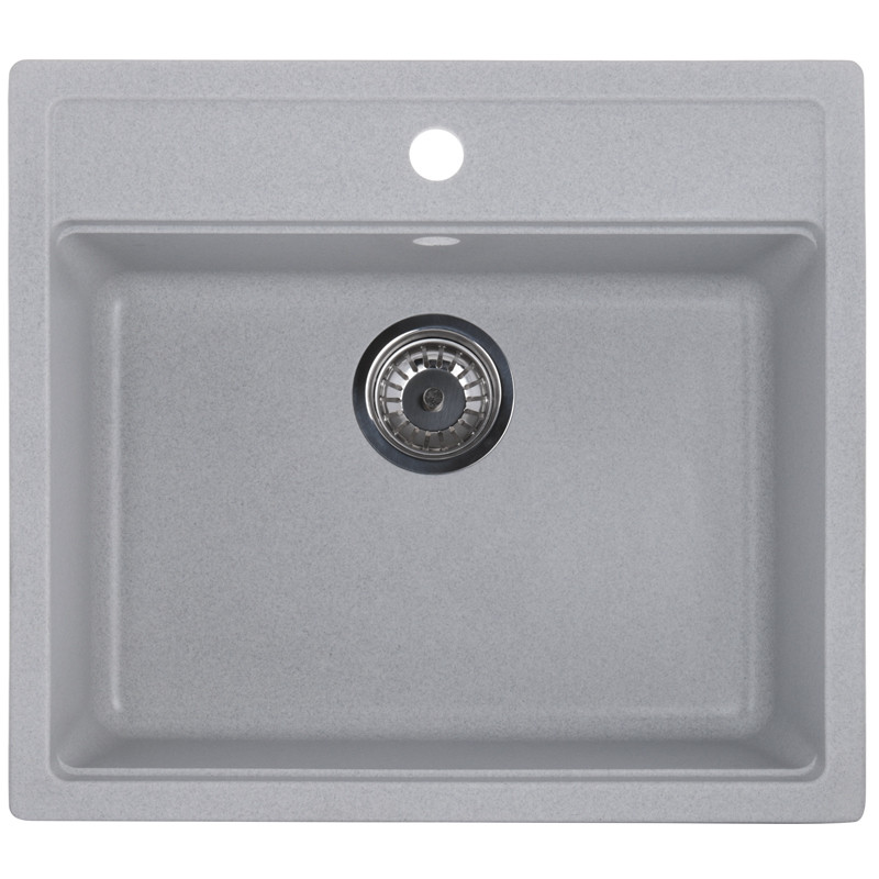 

Врезная кухонная мойка из камня Раковина для кухни ZERIX ZS-5751S-09 Gray + Сифон Гранит Серая (ZX4599)