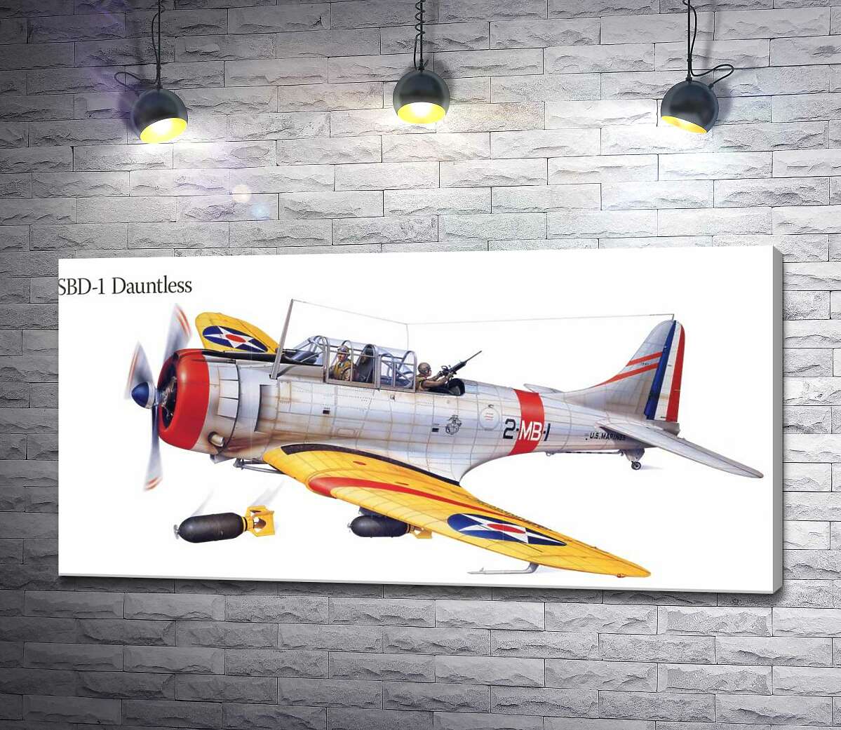 

Картина ArtPoster "Бесстрашный" (SBD-1 Dauntless) бомбардировщик американского производства 100x50 см Модуль №1