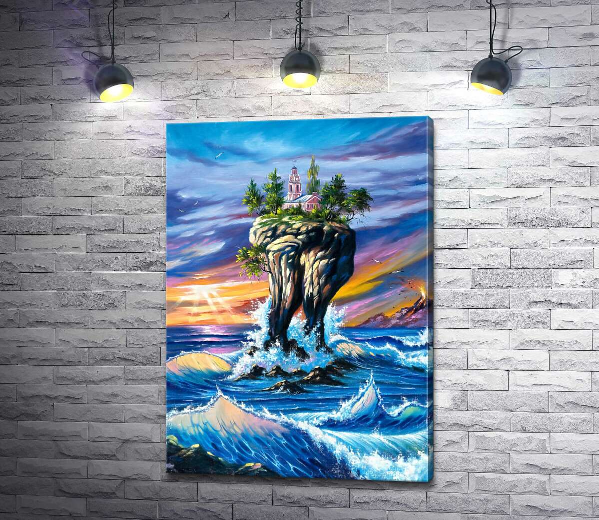 

Картина ArtPoster Бурные волны омывают скалу с ратушей 130x184 см Модуль №1