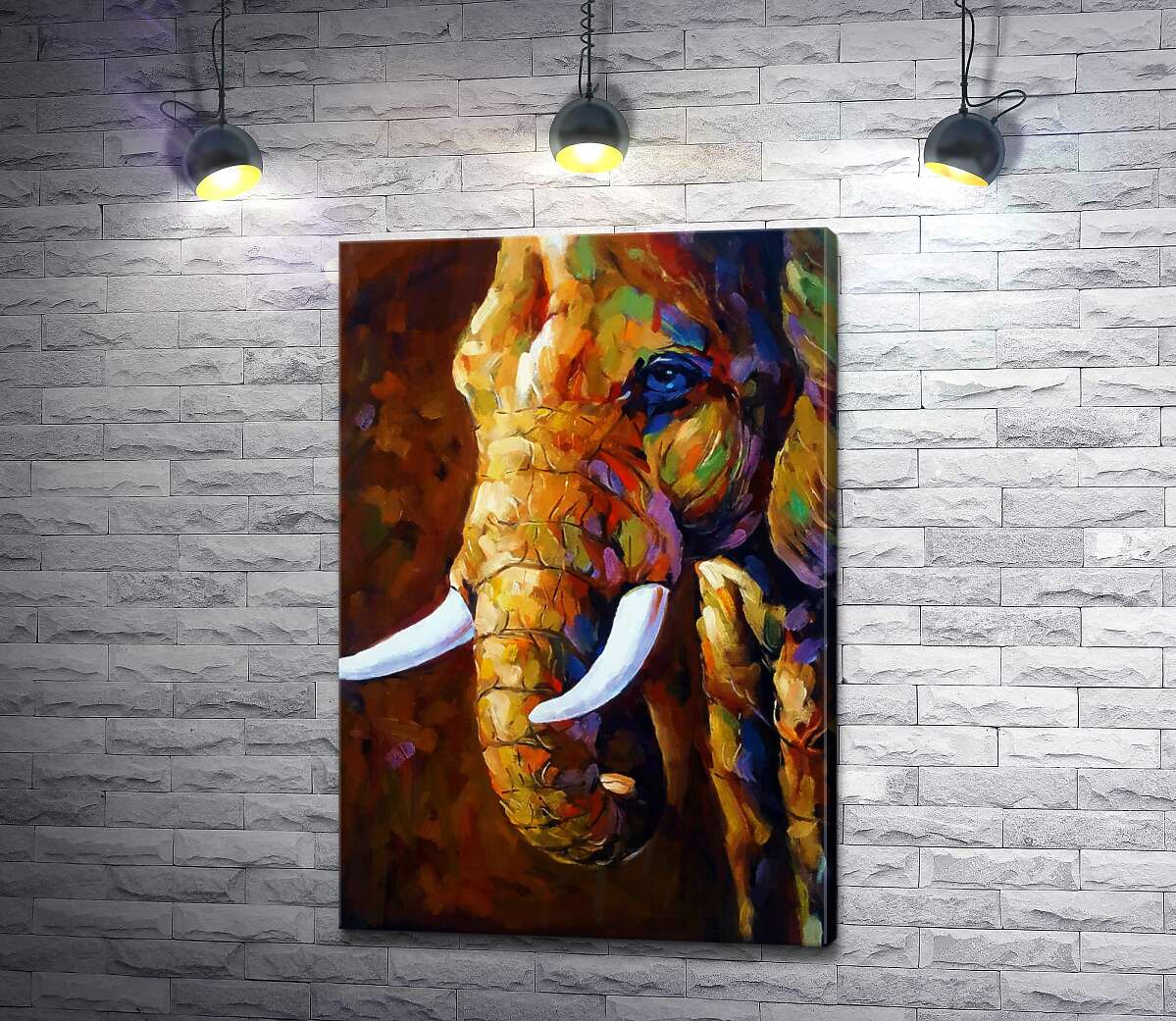 

Картина ArtPoster Белоснежные бивни в цветном силуэте слона 100x149 см Модуль №1