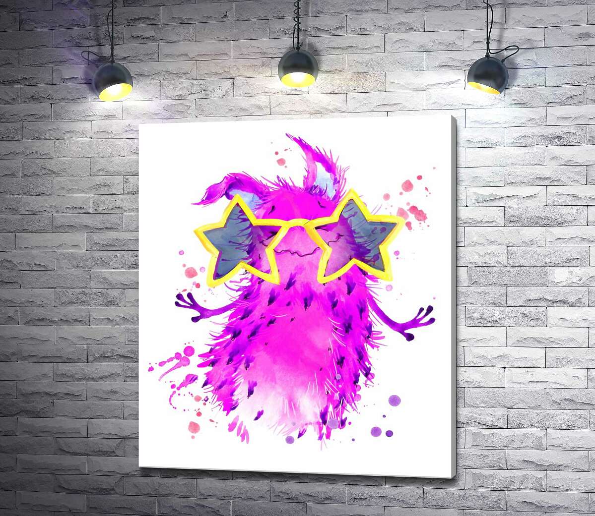 

Картина ArtPoster Веселый розовый монстр танцует в очках 130x154 см Модуль №1