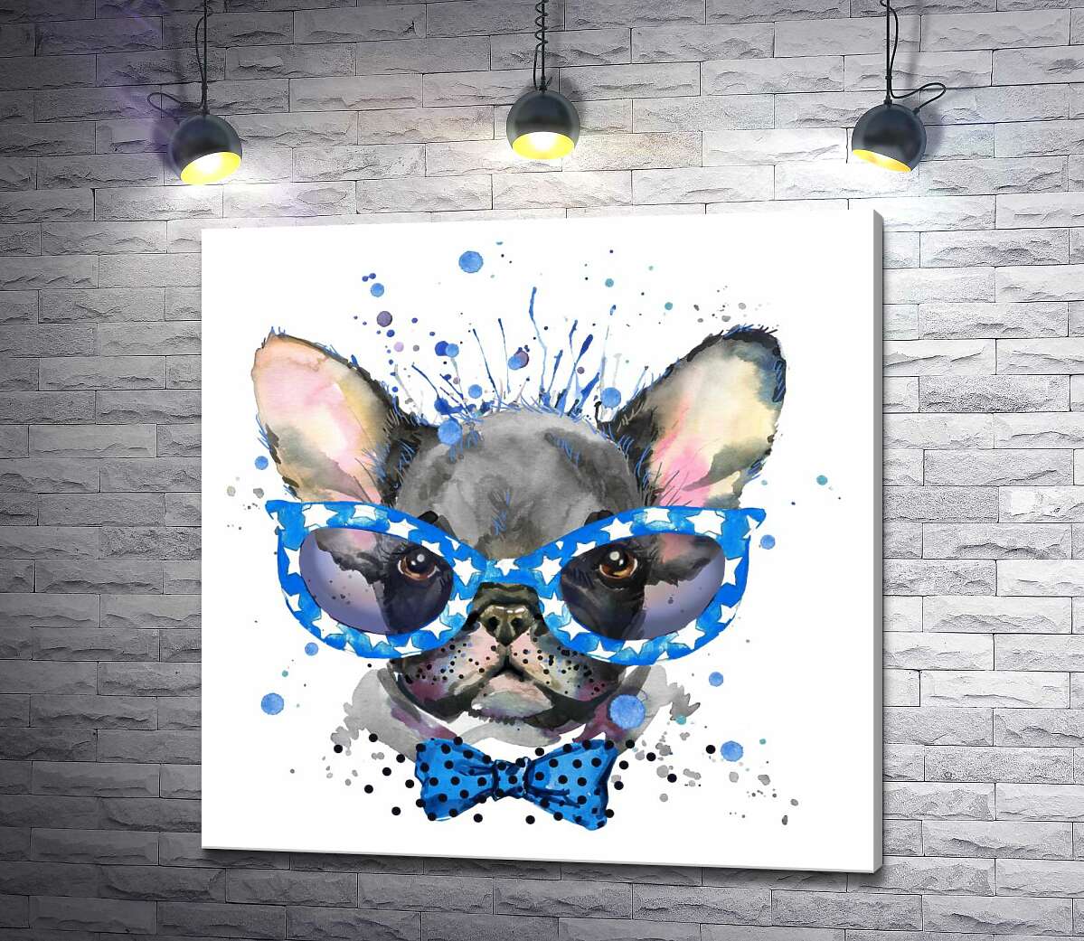 

Картина ArtPoster Гламурный французский бульдог в синих очках с бабочкой 100x100 см Модуль №1