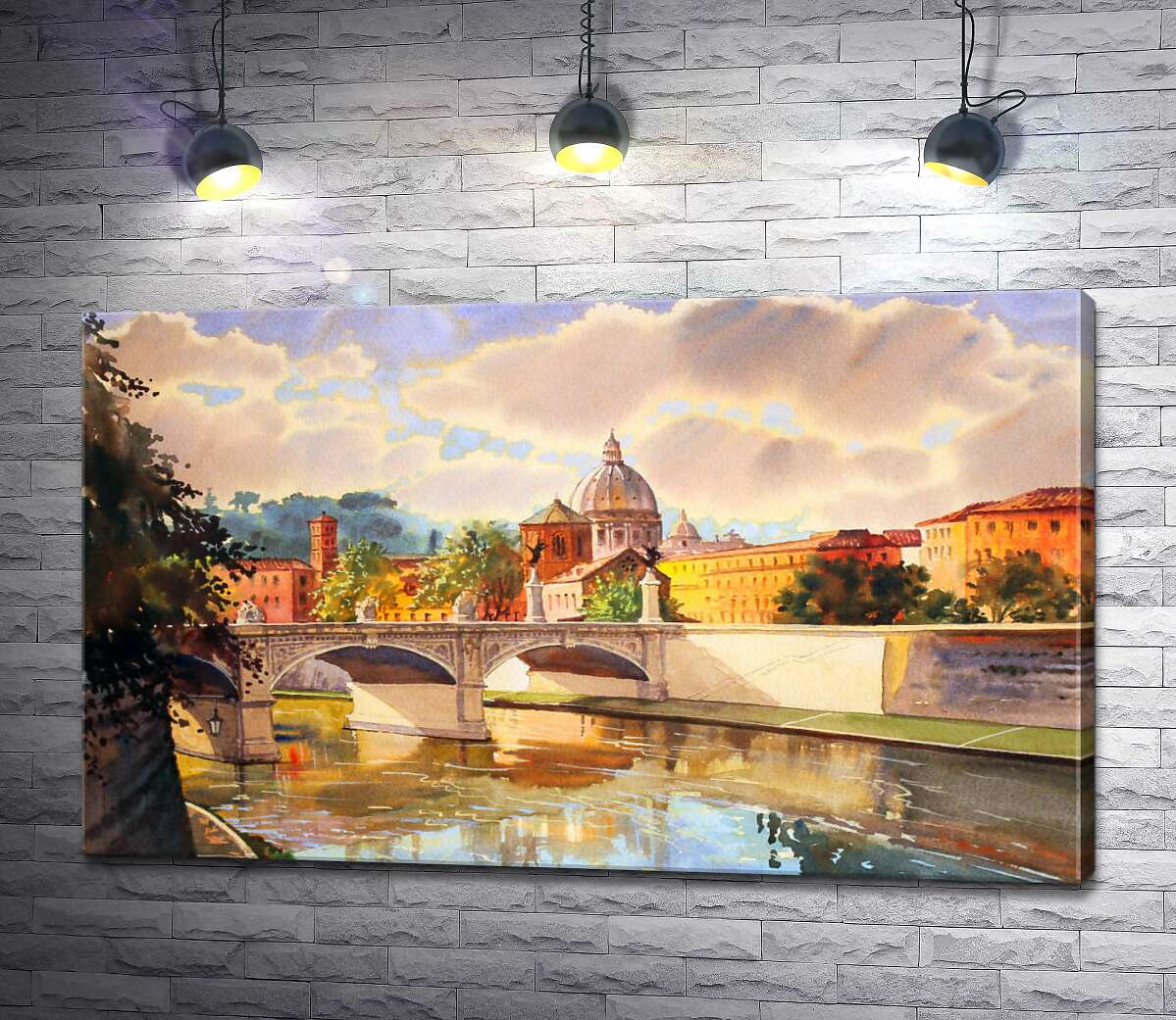 

Картина ArtPoster Белоснежный мост святого Ангела (St. Angelo Bridge) над речкой Тибр 130x79 см Модуль №1