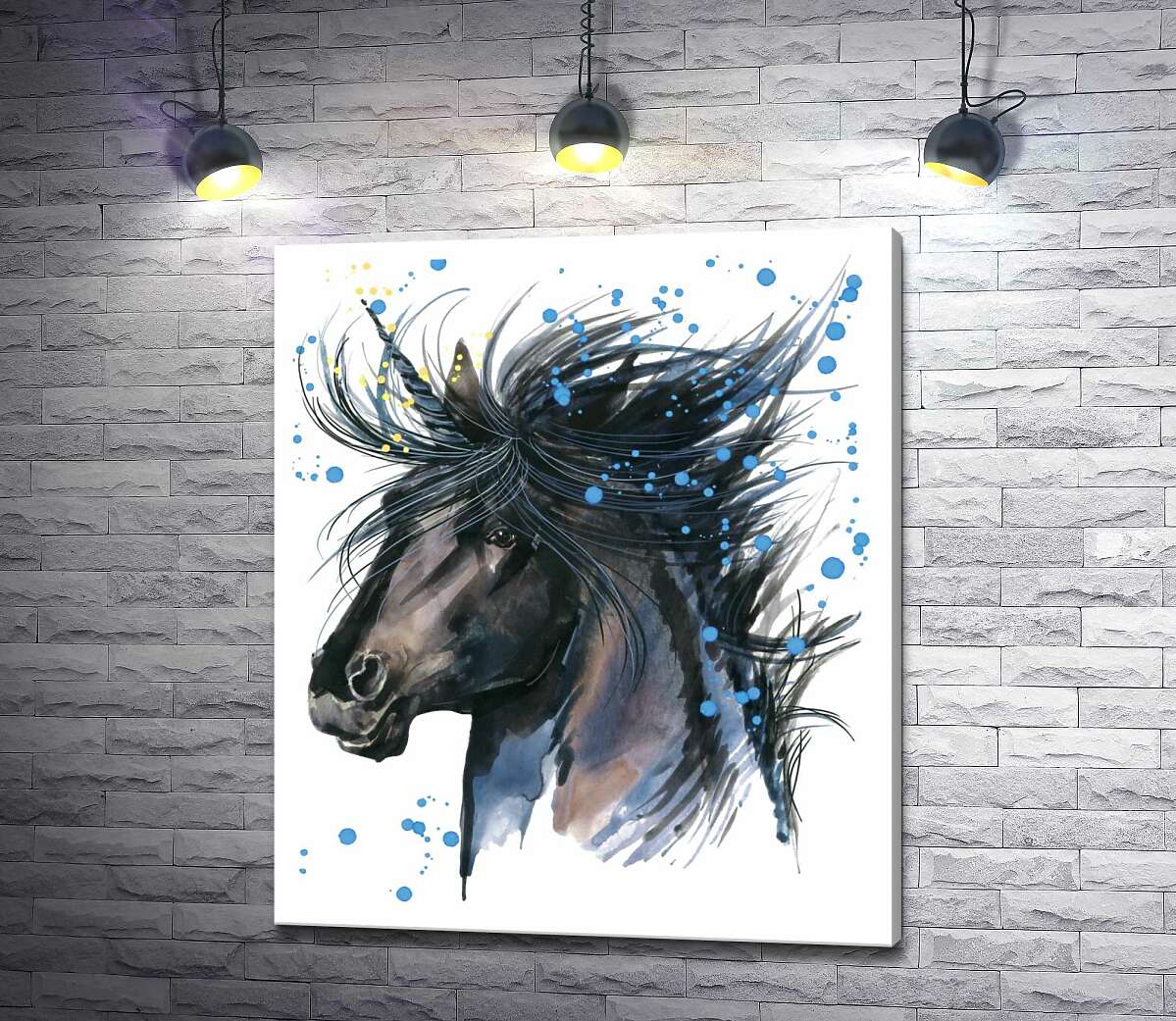 

Картина ArtPoster Ветер развевает черную гриву единорога 130x154 см Модуль №1
