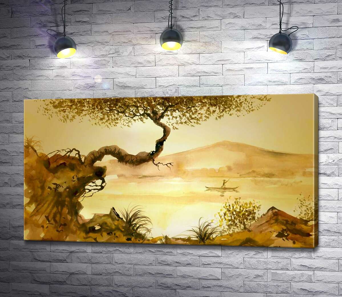 

Картина ArtPoster Дерево свисает над холмистым берегом 100x54 см Модуль №1