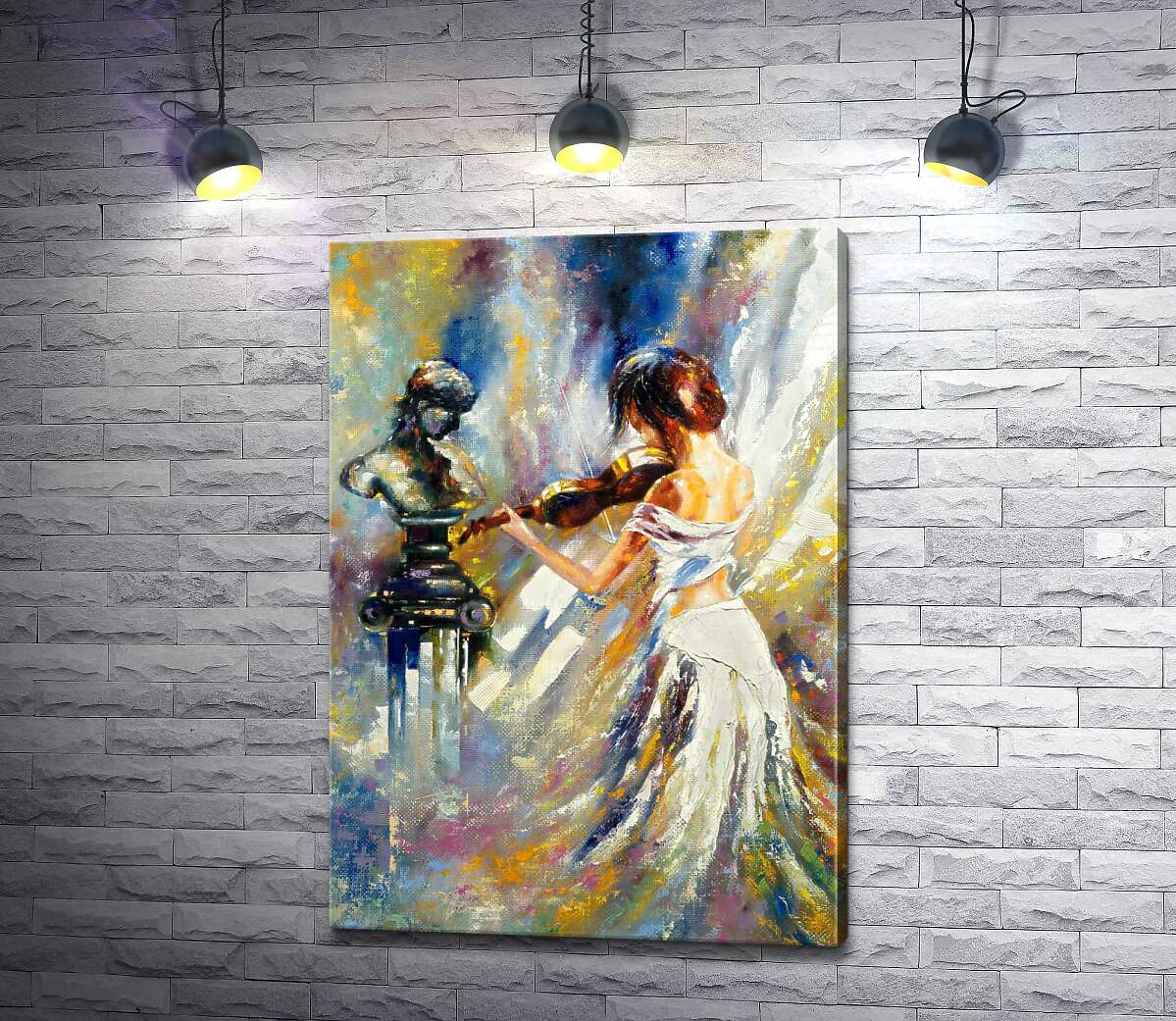 

Картина ArtPoster Изящная девушка играет на скрипке перед греческой статуей 130x186 см Модуль №1