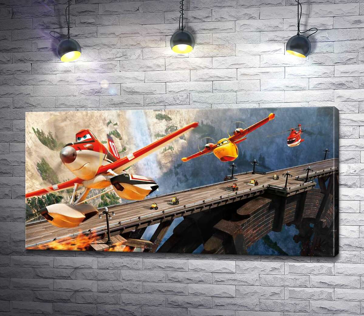 

Картина ArtPoster Герои мультфильма "Самолеты" спешат на спасательную операцию 100x50 см Модуль №1
