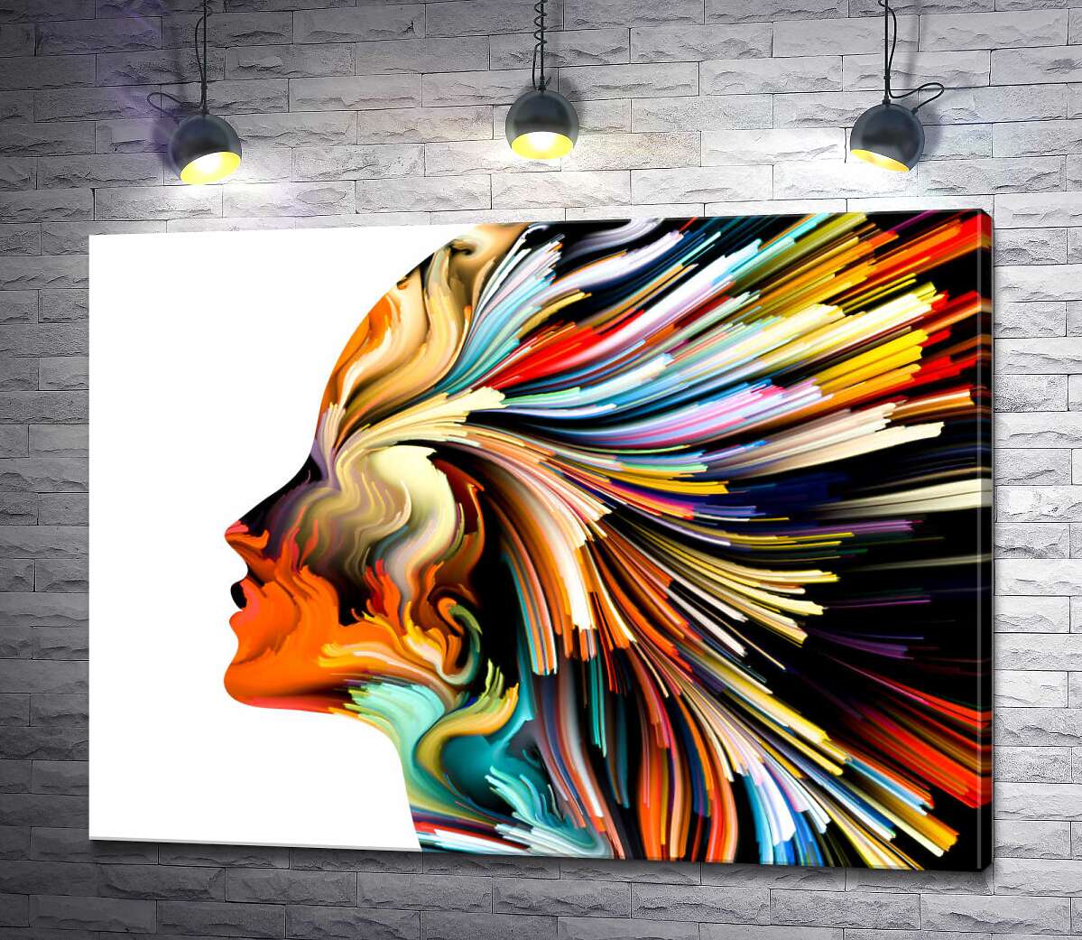 

Картина ArtPoster Изгибы лучей в профиле женщины 130x98 см Модуль №1