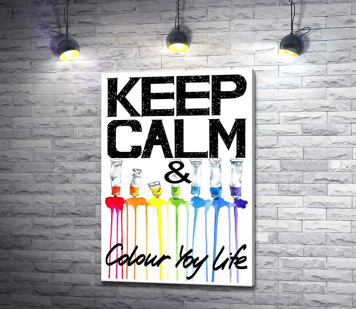 

Картина ArtPoster Краска вытекает из ярких тюбиков на надписи "keep calm and colour your life" 130x190 см Модуль №1