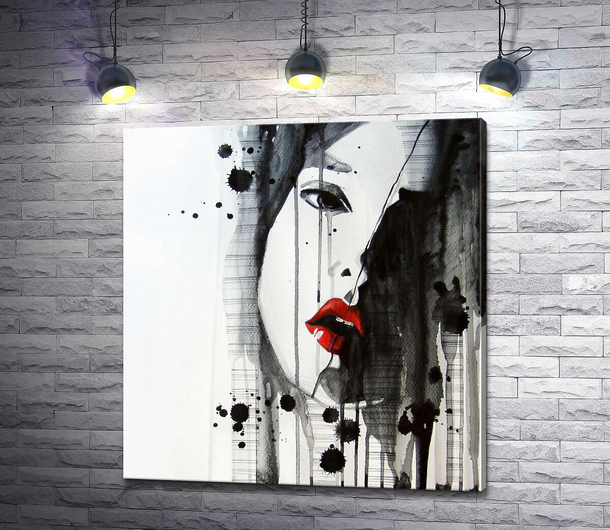 

Картина ArtPoster Красные губы пылают на черно-белом портрете девушки 130x137 см Модуль №1
