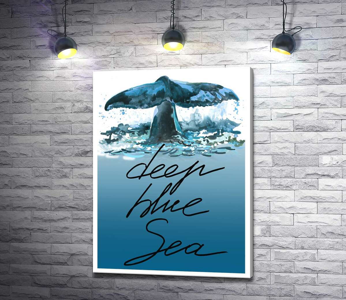 

Картина ArtPoster Кит ныряет в голубые воды океана с надписью "deep blue sea" 100x136 см Модуль №1