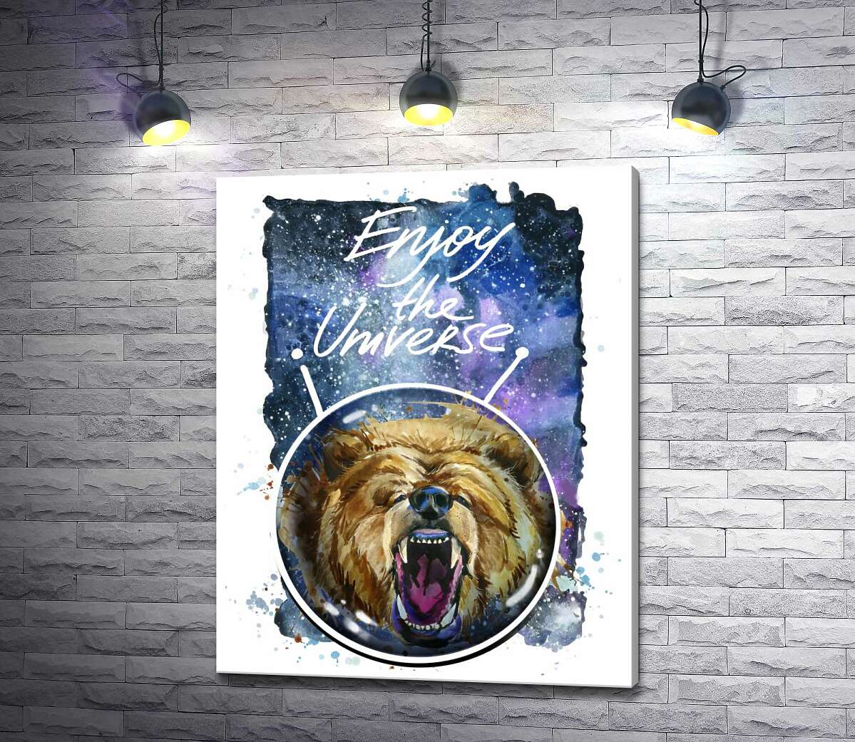 

Картина ArtPoster Медведь в шлеме космонавта с надписью "Enjoy the Universe" 130x166 см Модуль №1