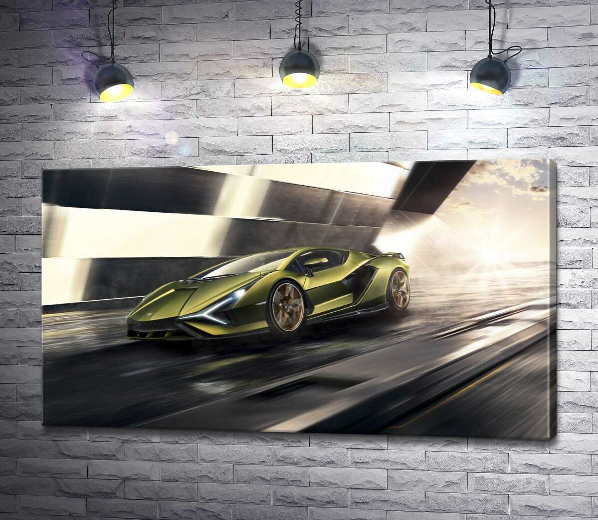 

Картина ArtPoster Молниеносная скорость супергибрида автомобиля Ламборгини (Lamborghini Sian) 130x73 см Модуль №1