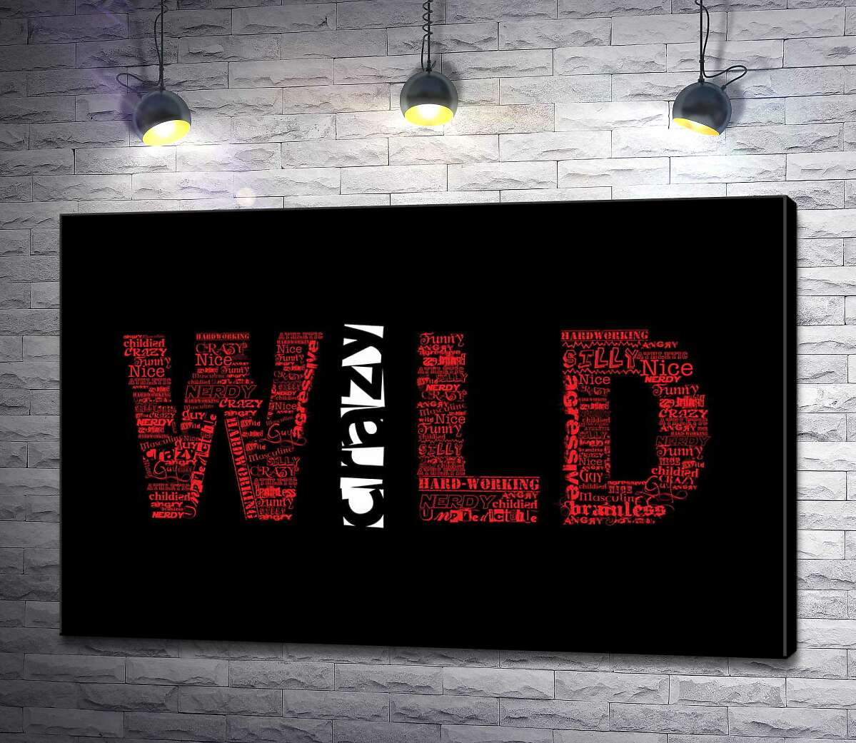 

Картина ArtPoster Красная надпись "Дикий" (Wild) на черном фоне 100x65 см Модуль №1