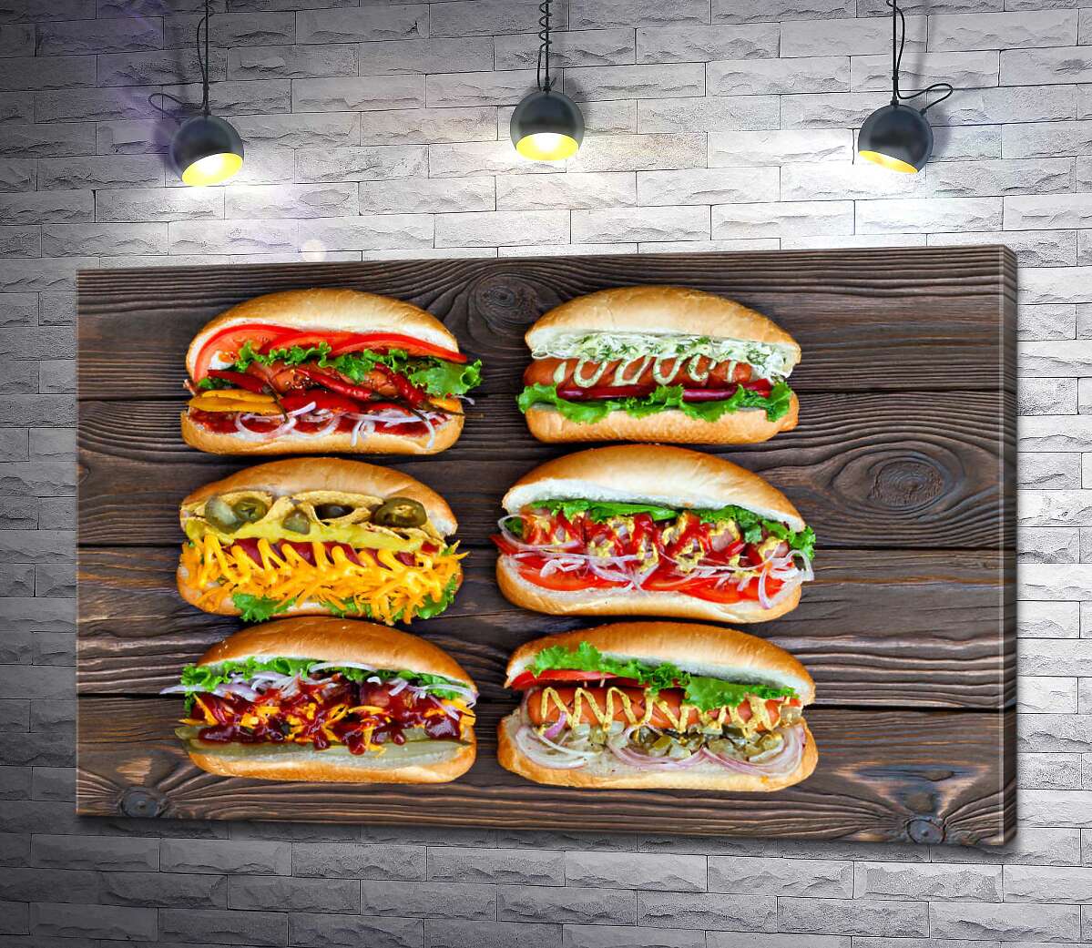 

Картина ArtPoster Красочные разновидности вкусных хот-догов 130x85 см Модуль №1