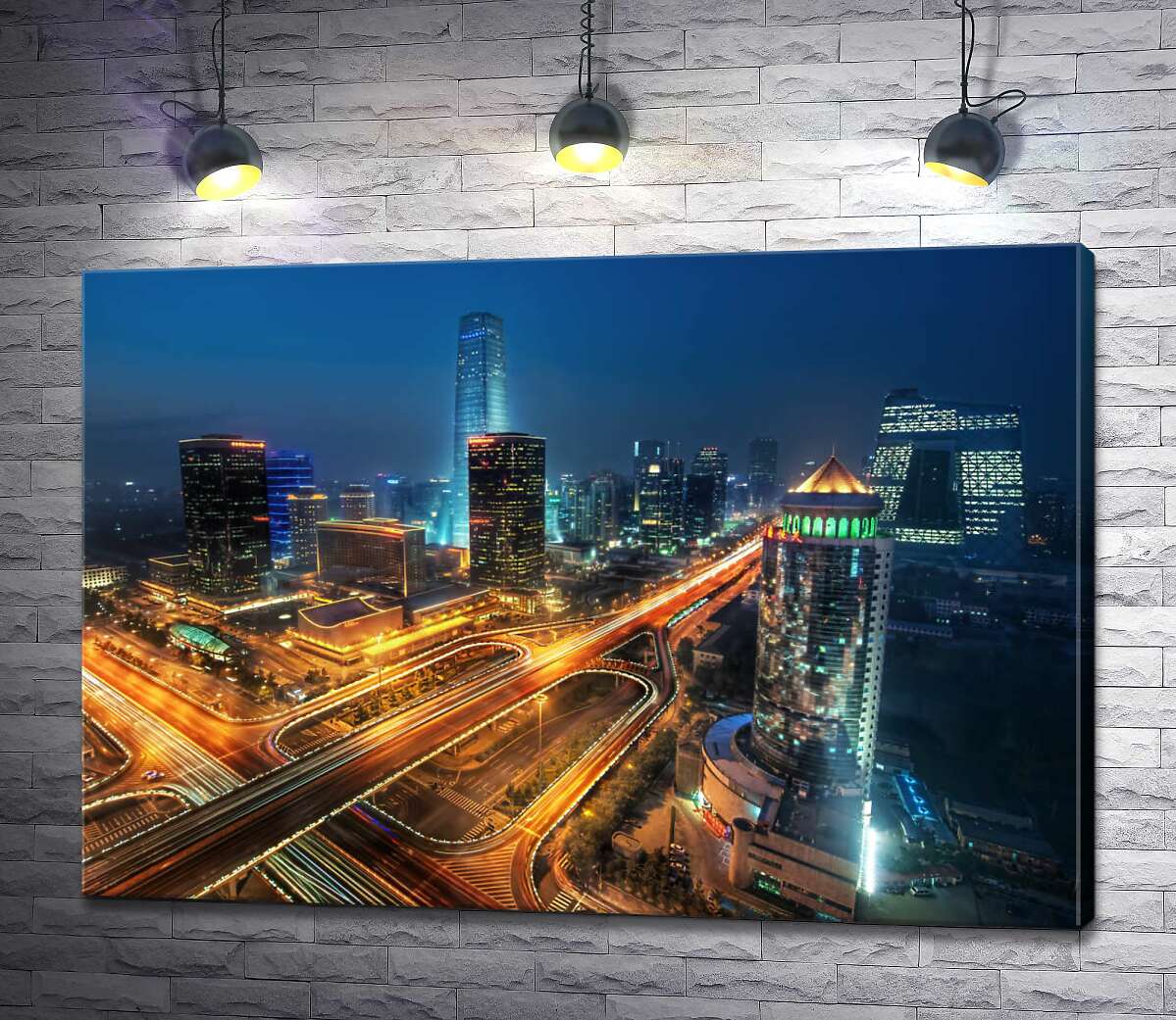 

Картина ArtPoster Ночной трафик на дорогах Пекина 130x90 см Модуль №1