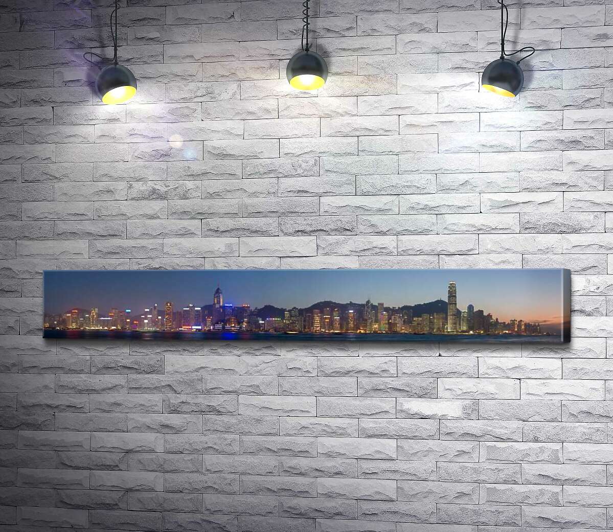

Картина ArtPoster Панорама огней ночного Гонконга 130x21 см Модуль №1