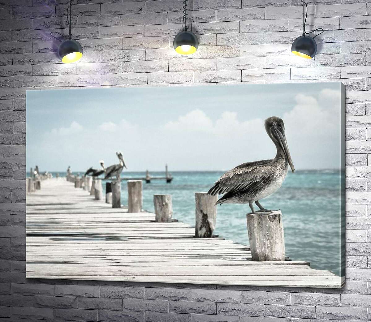

Картина ArtPoster Пастельное величие пеликанов на пирсе 130x86 см Модуль №1