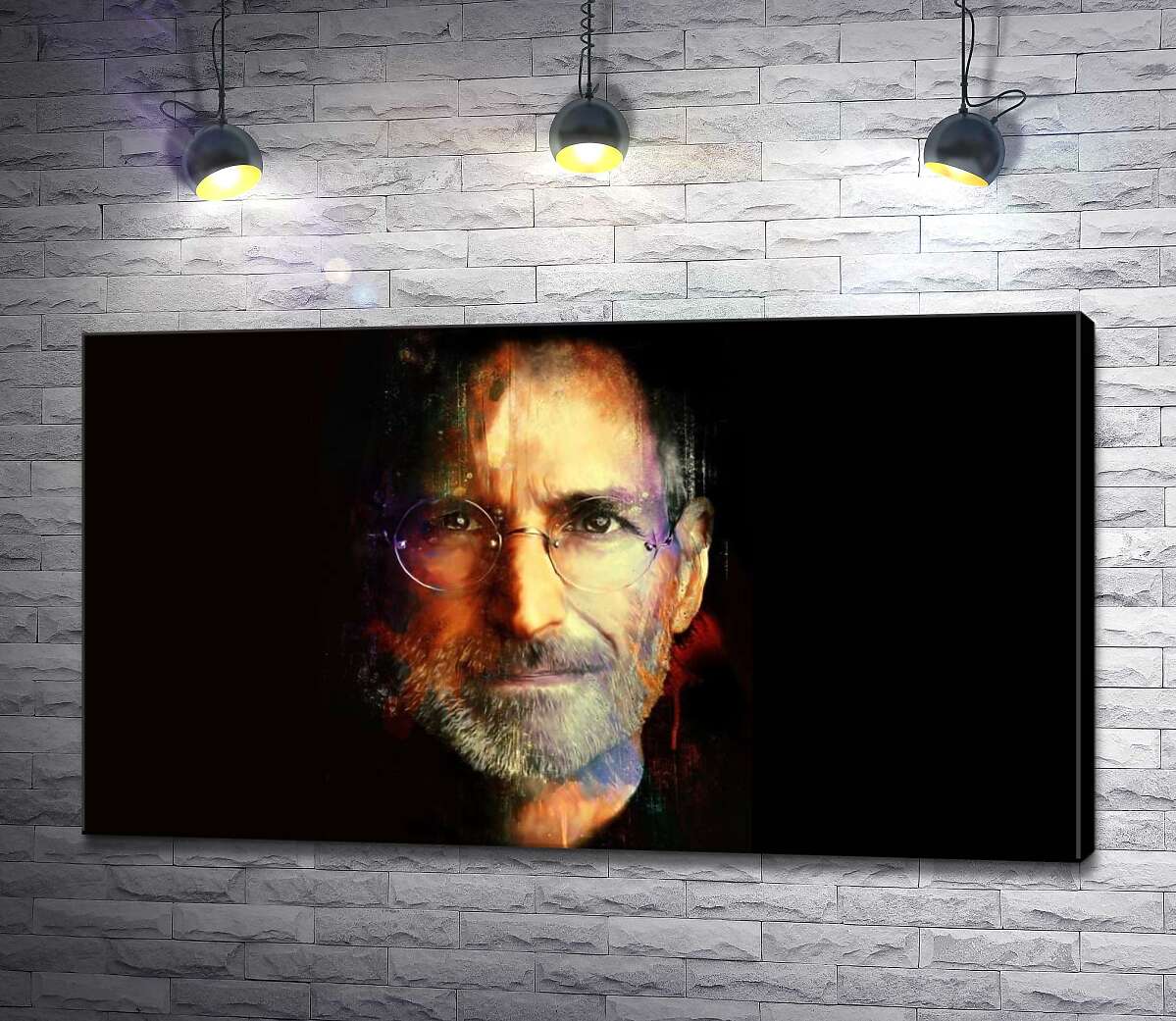 

Картина ArtPoster Портрет Стива Джобса (Steve Jobs) на черном фоне 130x73 см Модуль №1