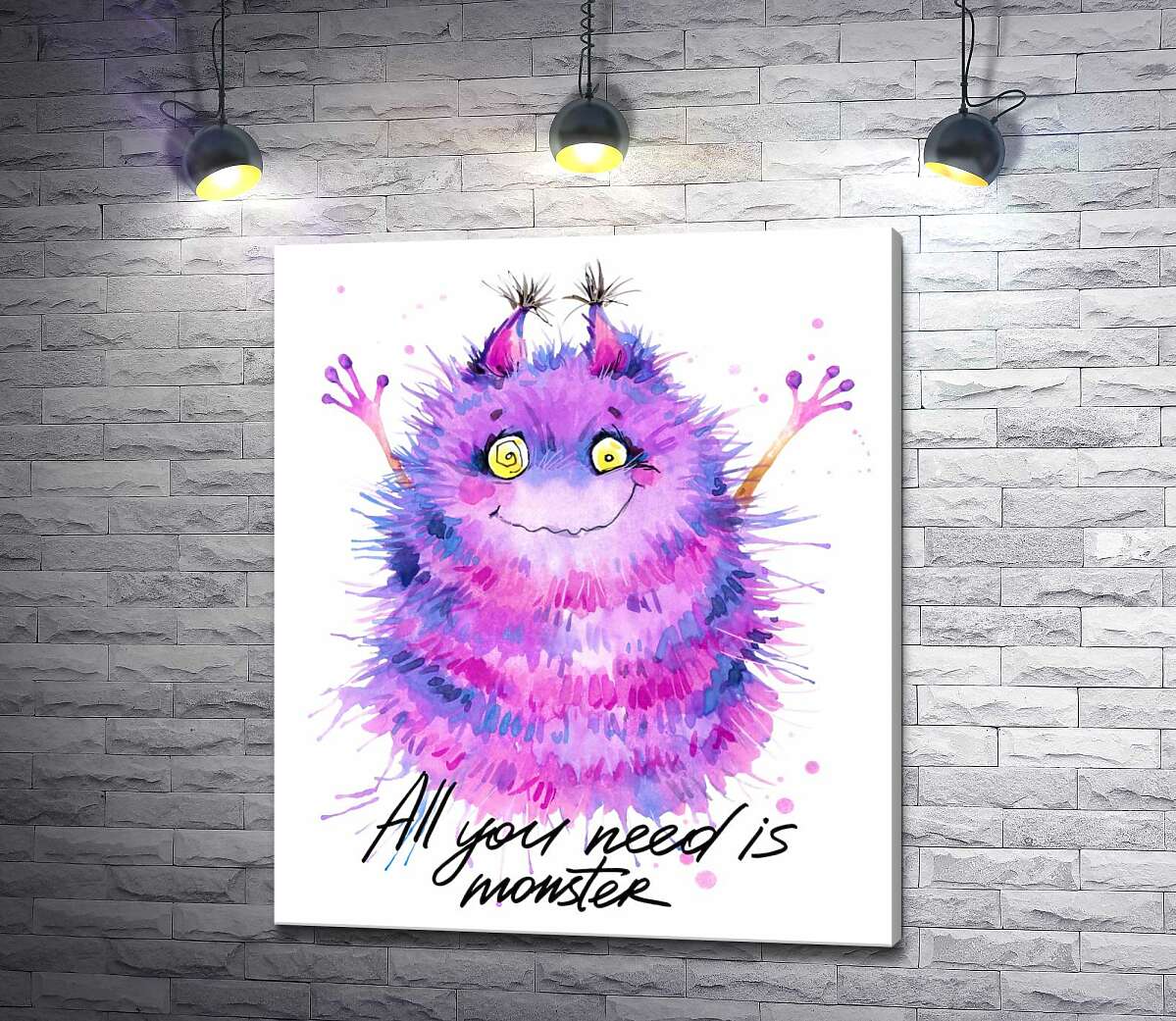 

Картина ArtPoster Пушистый фиолетовый монстр с надписью "all you need is monster" 100x118 см Модуль №1