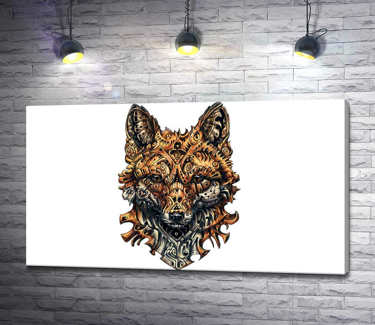 

Картина ArtPoster Портрет лисы из железных деталей 130x73 см Модуль №1