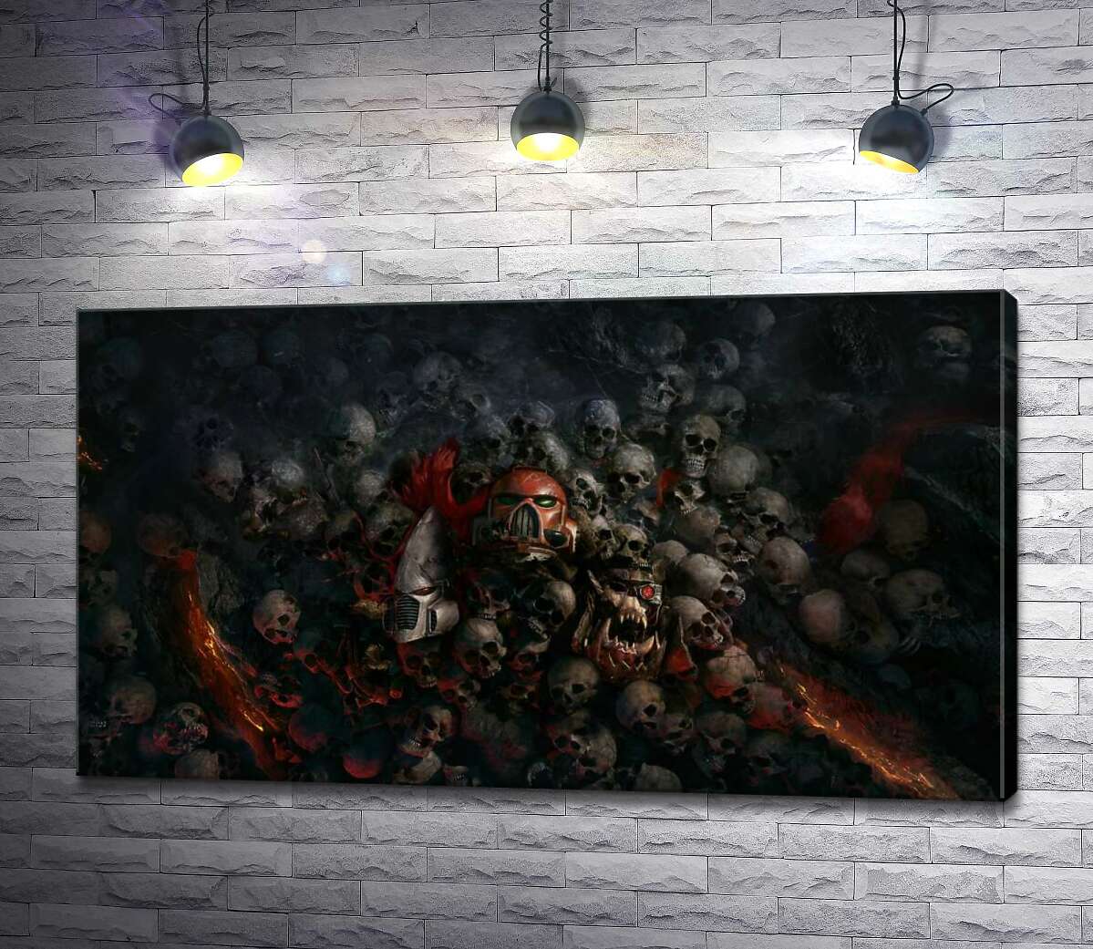 

Картина ArtPoster Черепа проигравших роботов и людей на постере к видеоигре "Warhammer 40,000: Рассвет Войны" (Warhammer 40,000: Dawn of War) 130x73 см Модуль №1