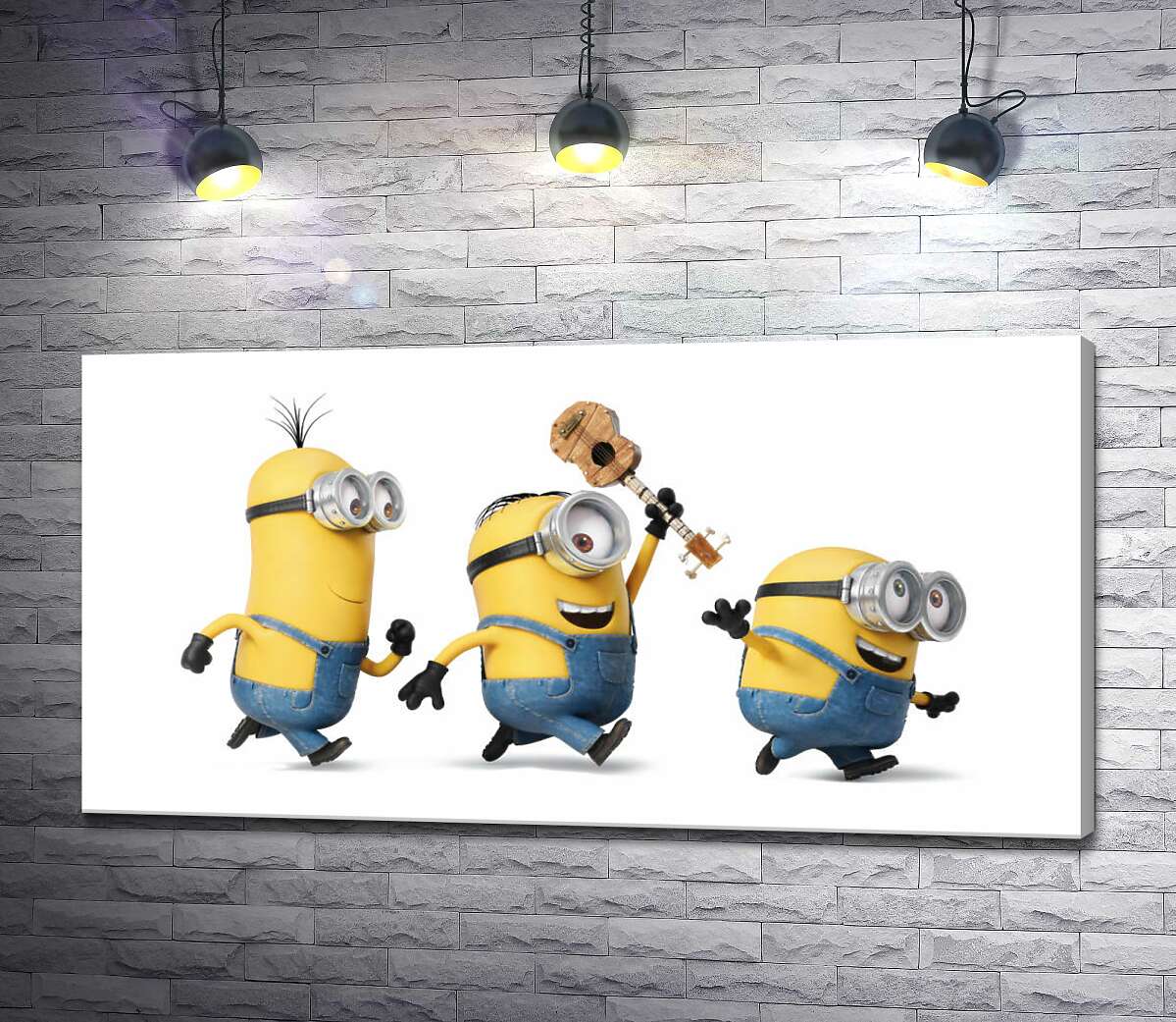 

Картина ArtPoster Три веселых миньона бегут хулиганить 100x52 см Модуль №1