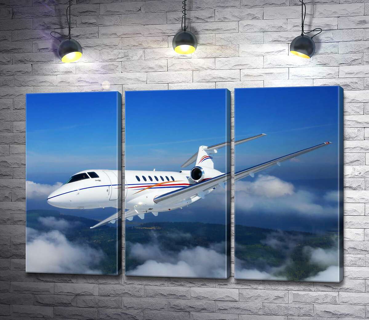 

Модульная картина ArtPoster Американский корпоративный самолет Hawker 400 поднялся в небо 60x40 см Модуль №11