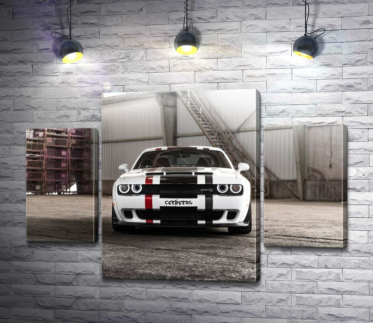 

Модульная картина ArtPoster Белая модель автомобиля Dodge Challenger Hellcat 80x54 см Модуль №7