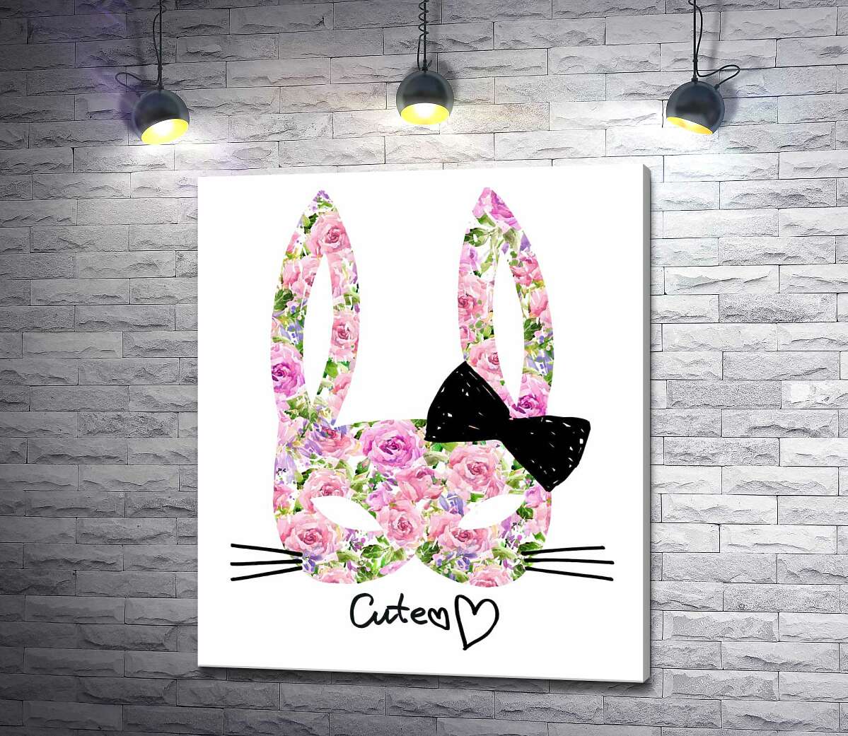 

Картина ArtPoster Розовая маска зайчика с надписью "cute" 130x154 см Модуль №1