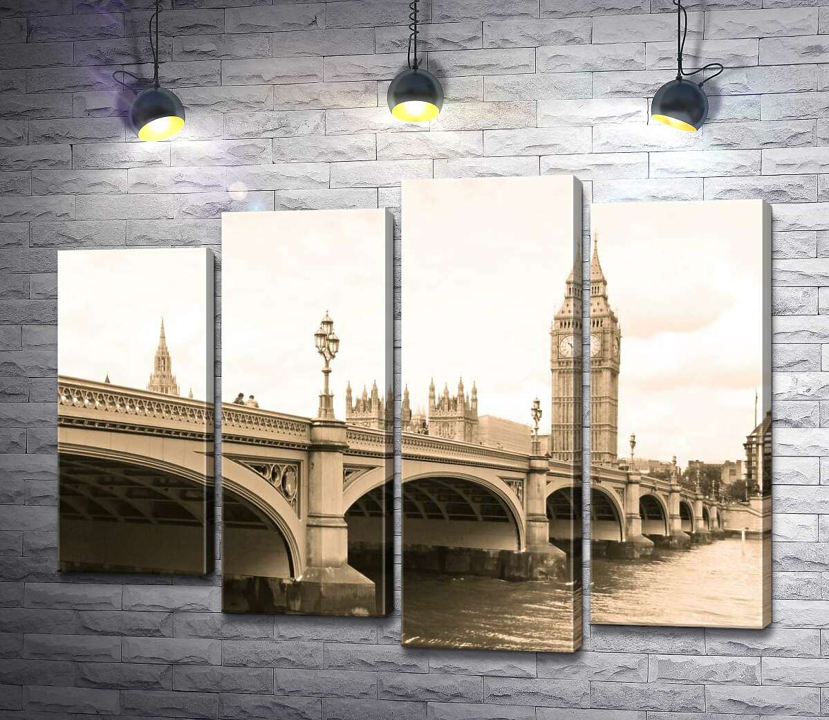 

Модульная картина ArtPoster Башня Биг-Бен (Big Ben) виднеется из-за Вестминтерского моста (Westminster Bridge) 100x77 см Модуль №21