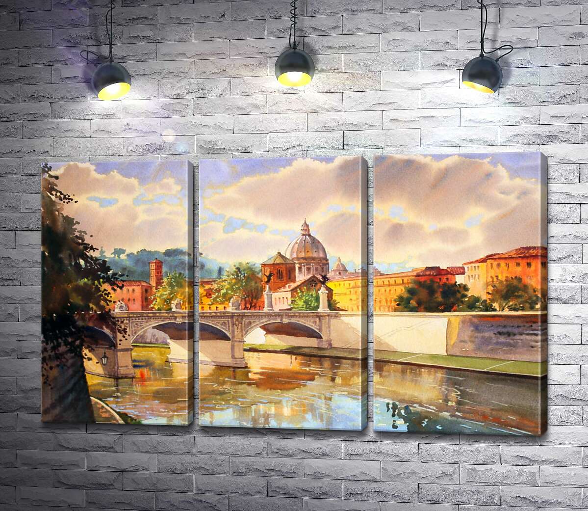 

Модульная картина ArtPoster Белоснежный мост святого Ангела (St. Angelo Bridge) над речкой Тибр 60x36 см Модуль №11