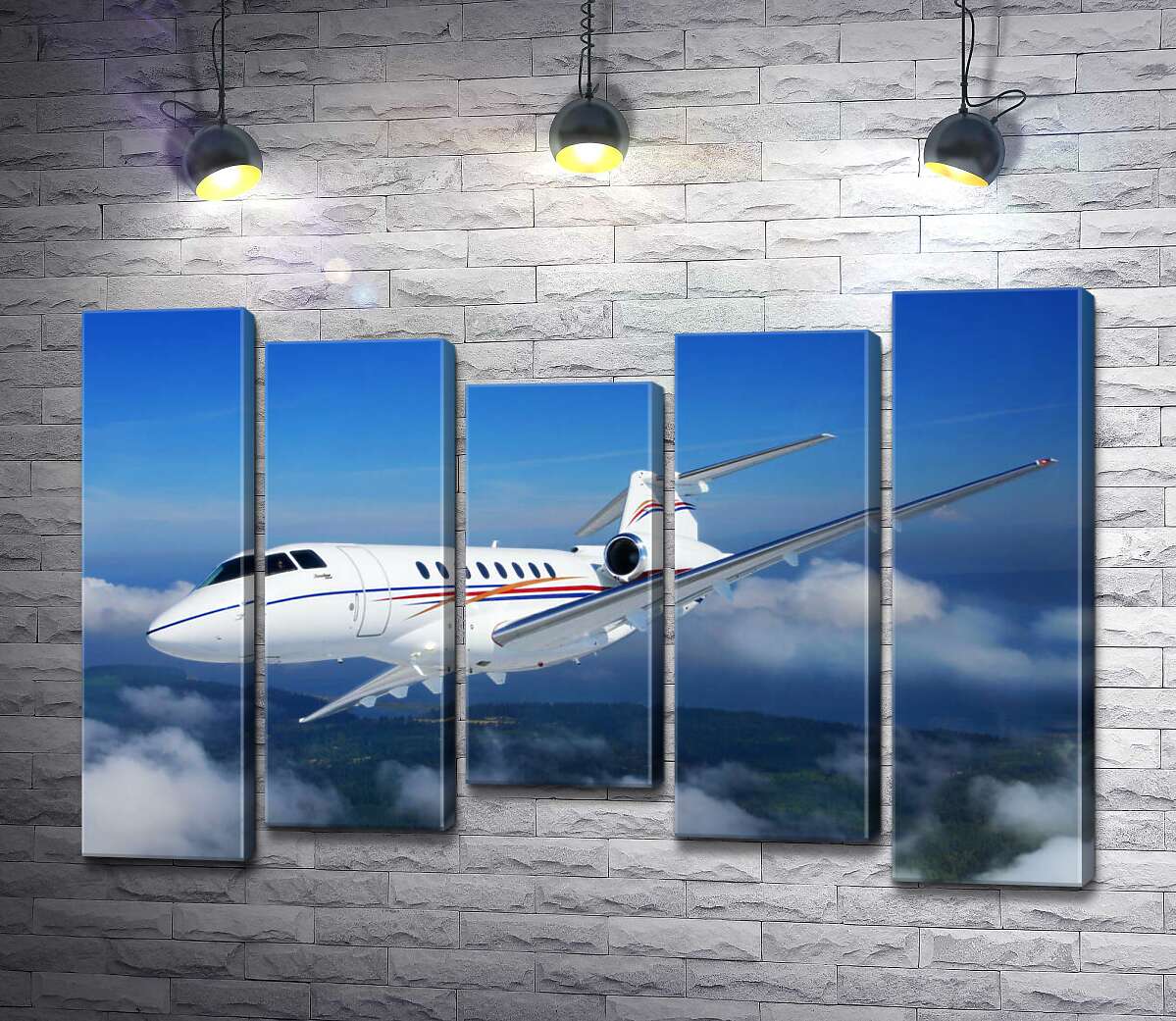 

Модульная картина ArtPoster Американский корпоративный самолет Hawker 400 поднялся в небо 130x88 см Модуль №28