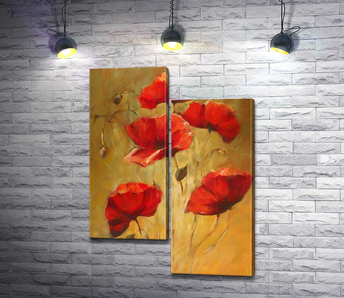 

Модульная картина ArtPoster Багровые лепестки цветов мака в изящном букете 50x70 см Модуль №5
