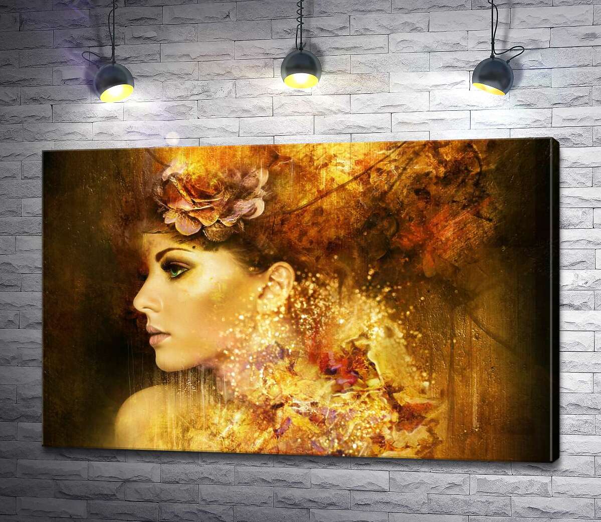 

Картина ArtPoster Силуэт девушки, украшенной желтыми цветами 130x84 см Модуль №1