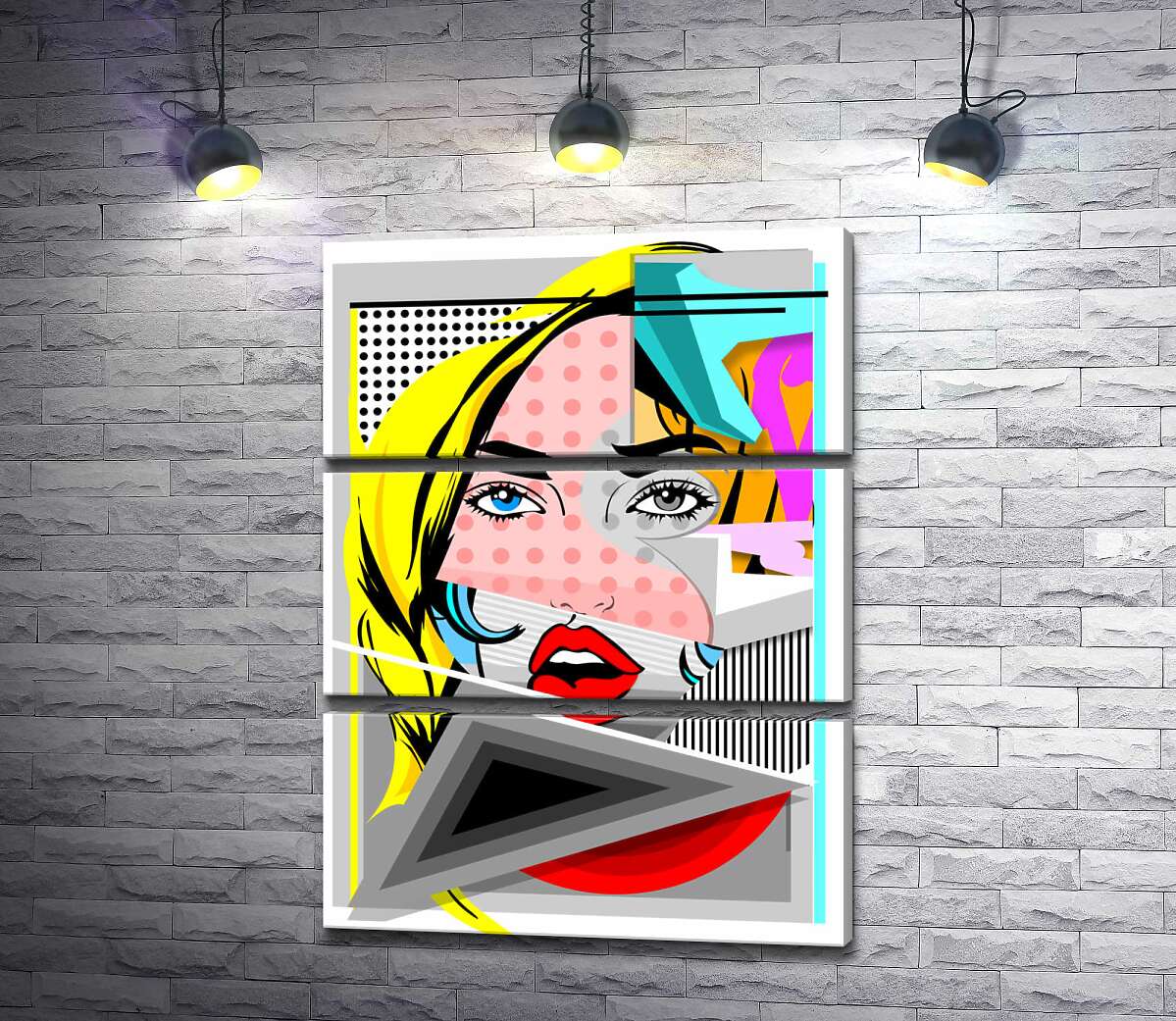 

Модульная картина ArtPoster Арт девушка среди геометрический фигур 130x174 см Модуль №13