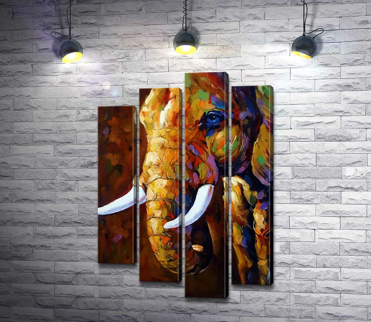 

Модульная картина ArtPoster Белоснежные бивни в цветном силуэте слона 80x120 см Модуль №21