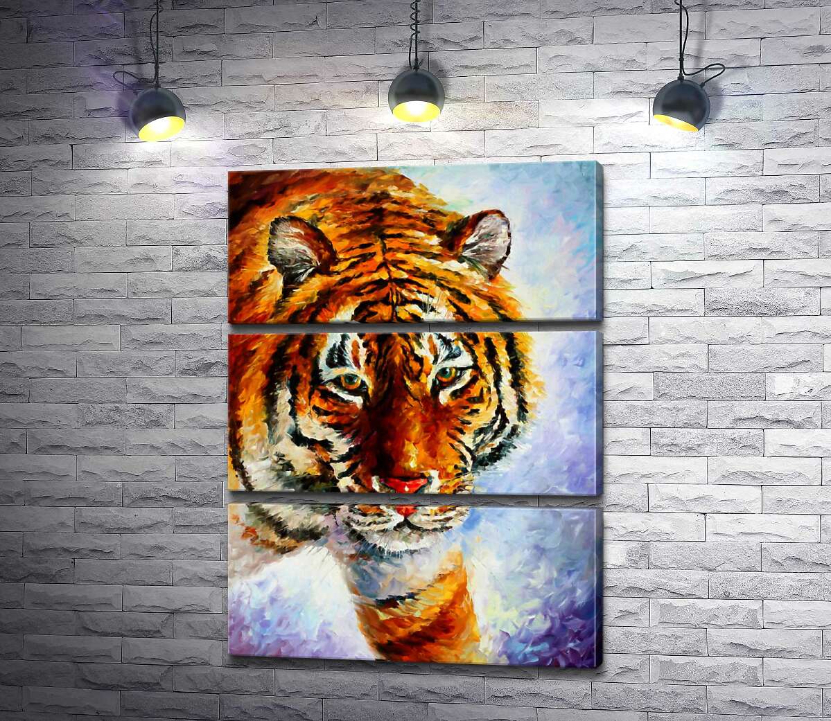 

Модульная картина ArtPoster Амурский тигр шагает по заснеженной земле 50x69 см Модуль №13