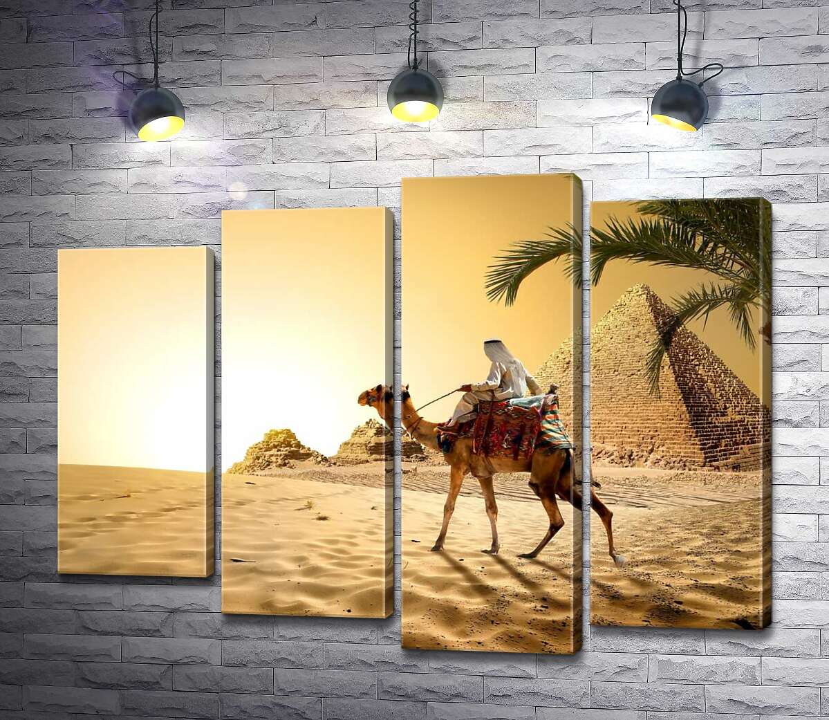 

Модульная картина ArtPoster Бедуин верхом на верблюде проезжает мимо египетских пирамид 132x101 см Модуль №21