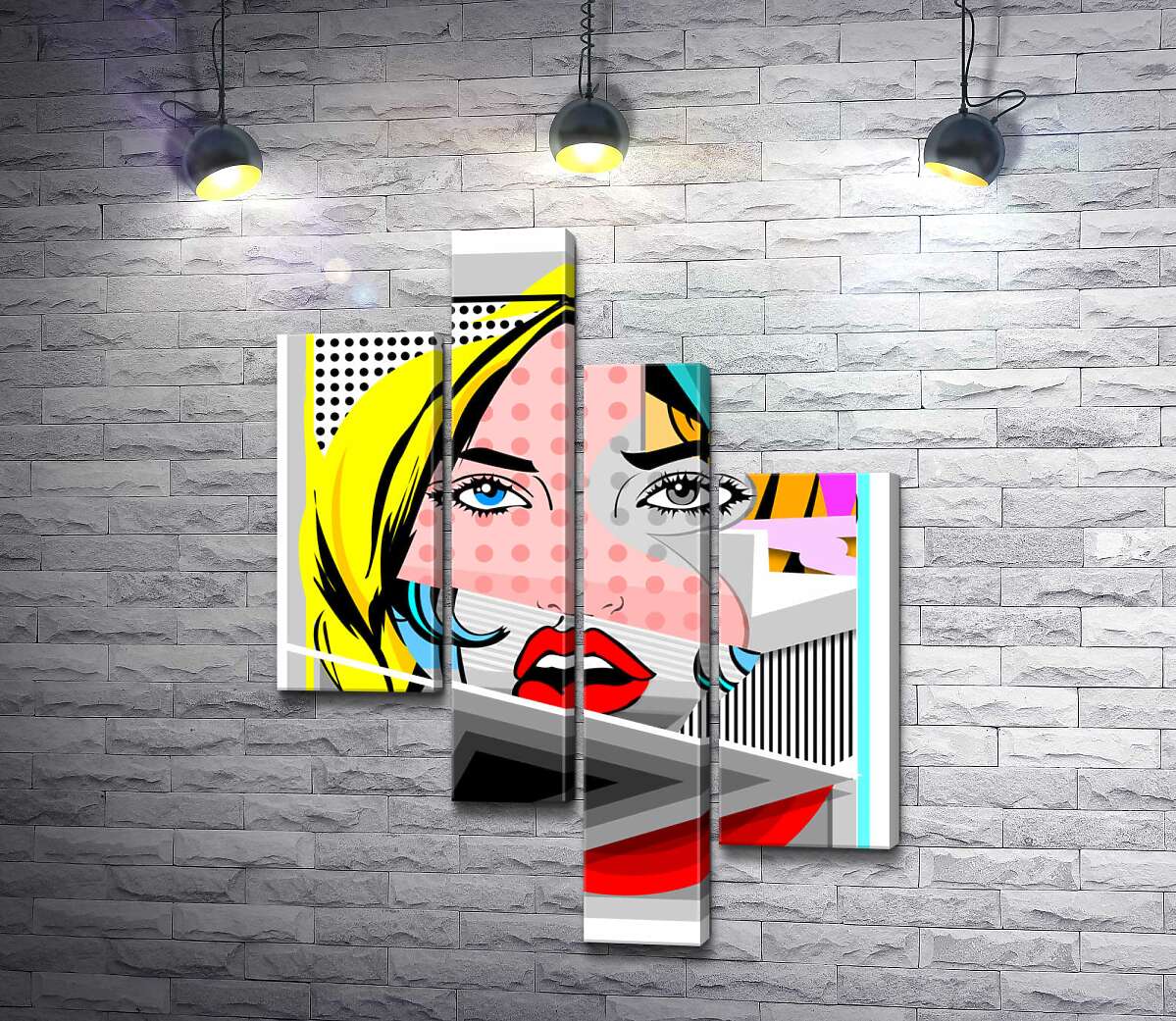 

Модульная картина ArtPoster Арт девушка среди геометрический фигур 100x134 см Модуль №20
