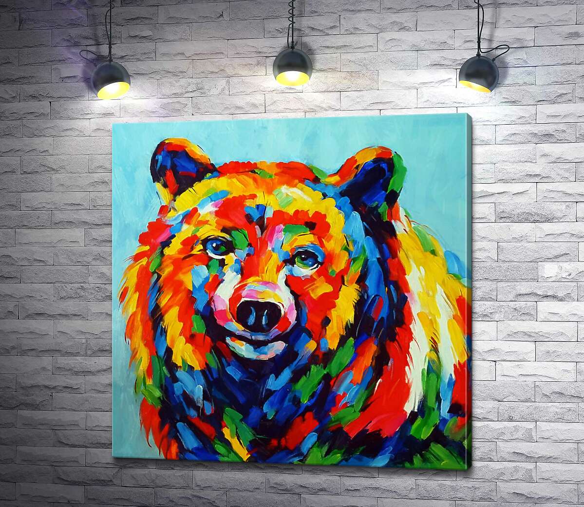 

Картина ArtPoster Цветной медведь внимательно наблюдает 100x102 см Модуль №1